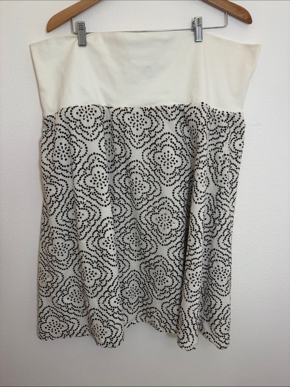Merona White Brown Cotton Lined Skirt